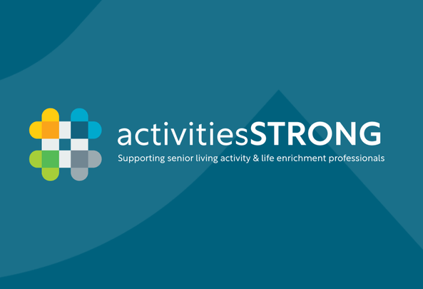 Multi-colored Activities Strong logo on dark teal background